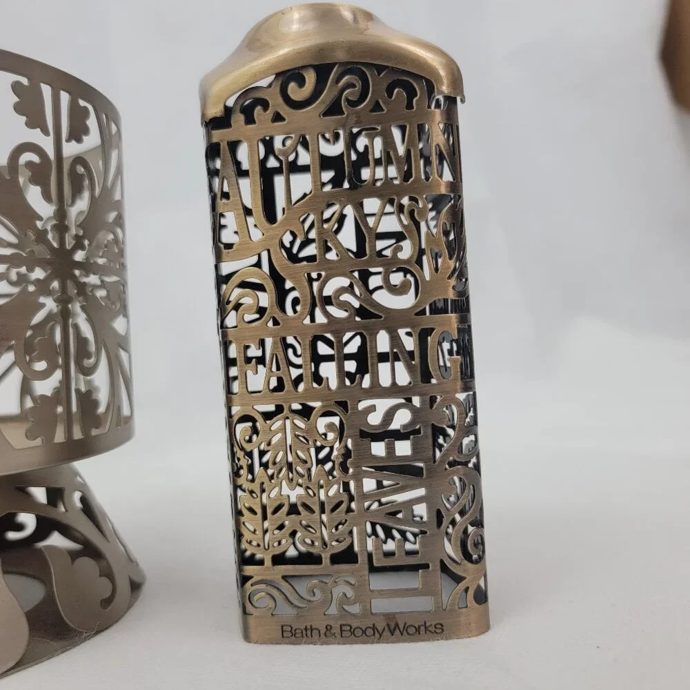 BATH & BODY WORKS 3 Wick Candle Holder Pedestal Soap Holder Silver Bronze 5 Pcs - Picture 12 of 15